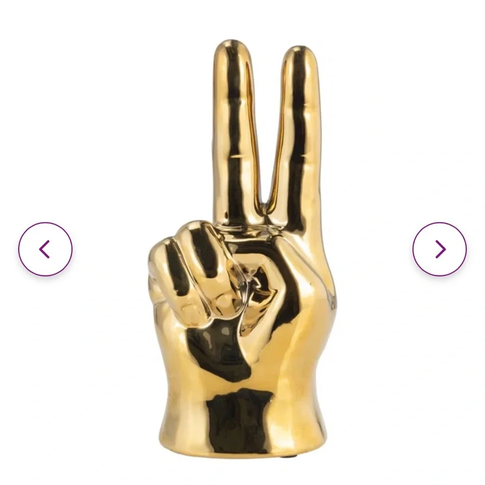 New! Gold Tone Metal Peace ✌️ Desk Shelf Decor ☮️